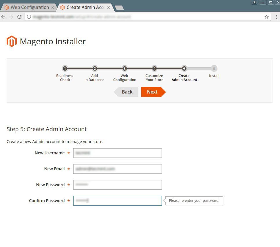 8. Create-Magento-Admin-Account-نحوه نصب Magento در CentOS 7