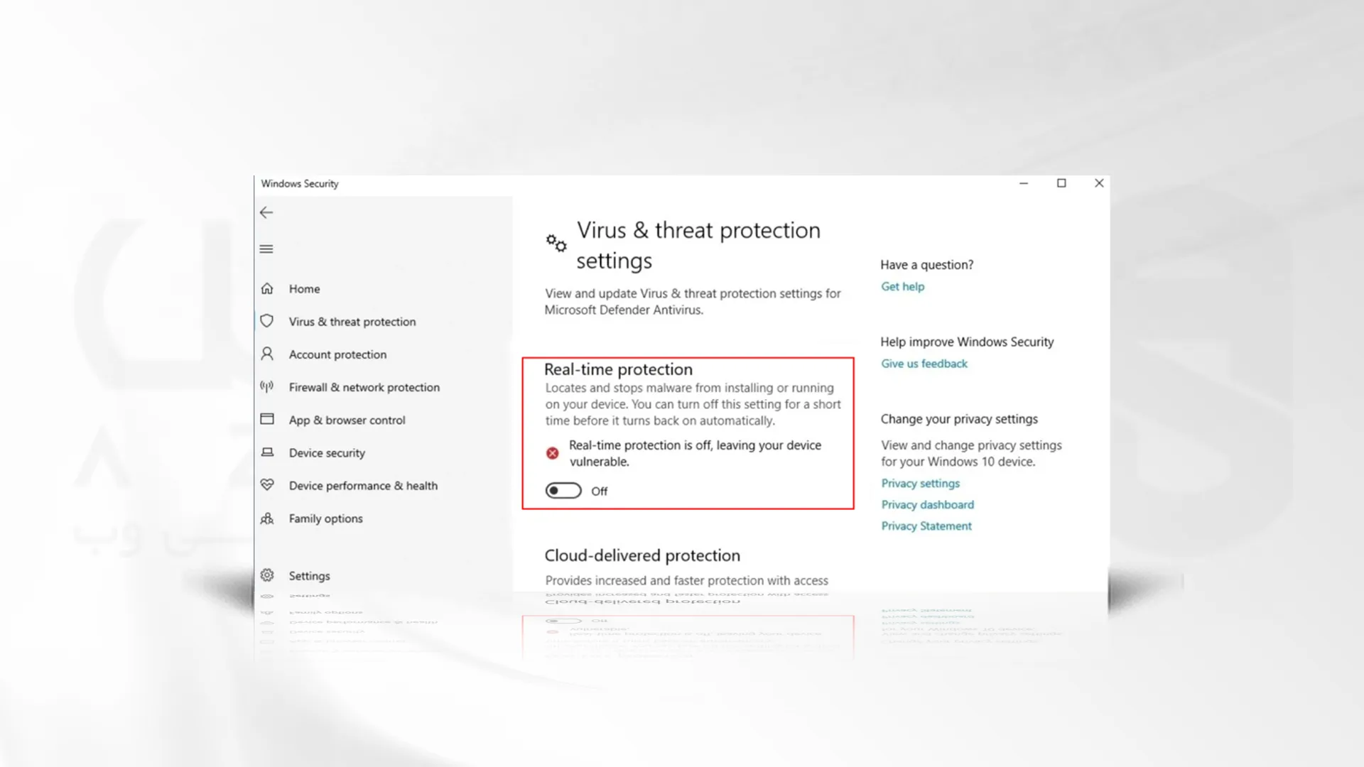 مراحل غیرفعال کردن آنتی ویروس Microsoft Defender با Windows Security