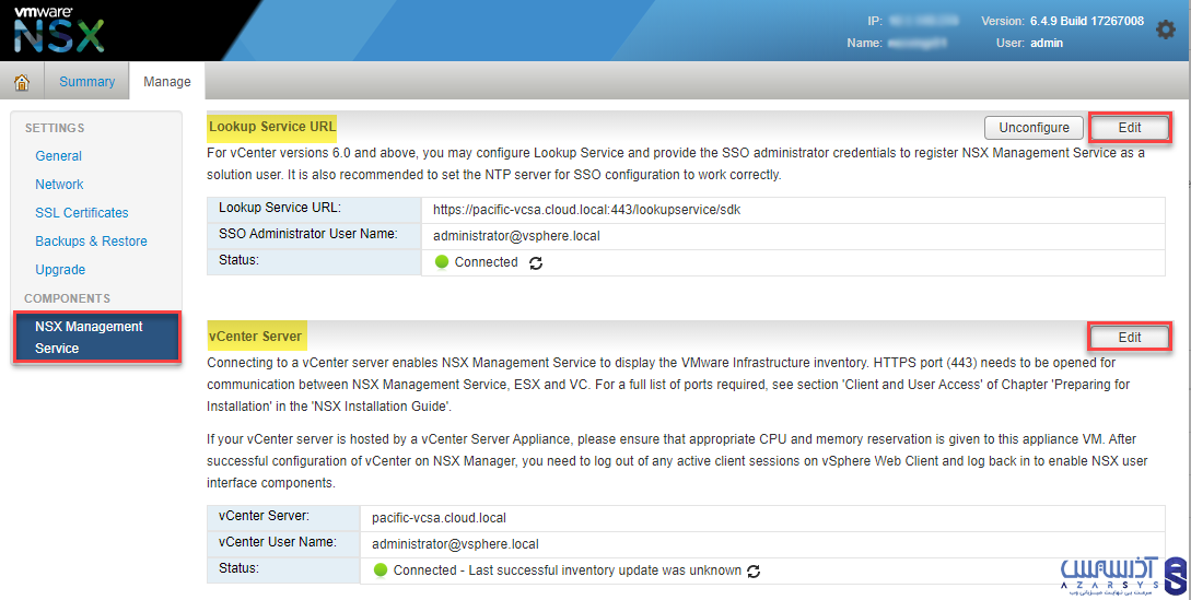 ادغام VMware NSX-V Manager با سرور vCenter