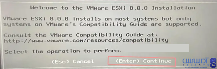 شروع نصب ESXI بر روی سرور
