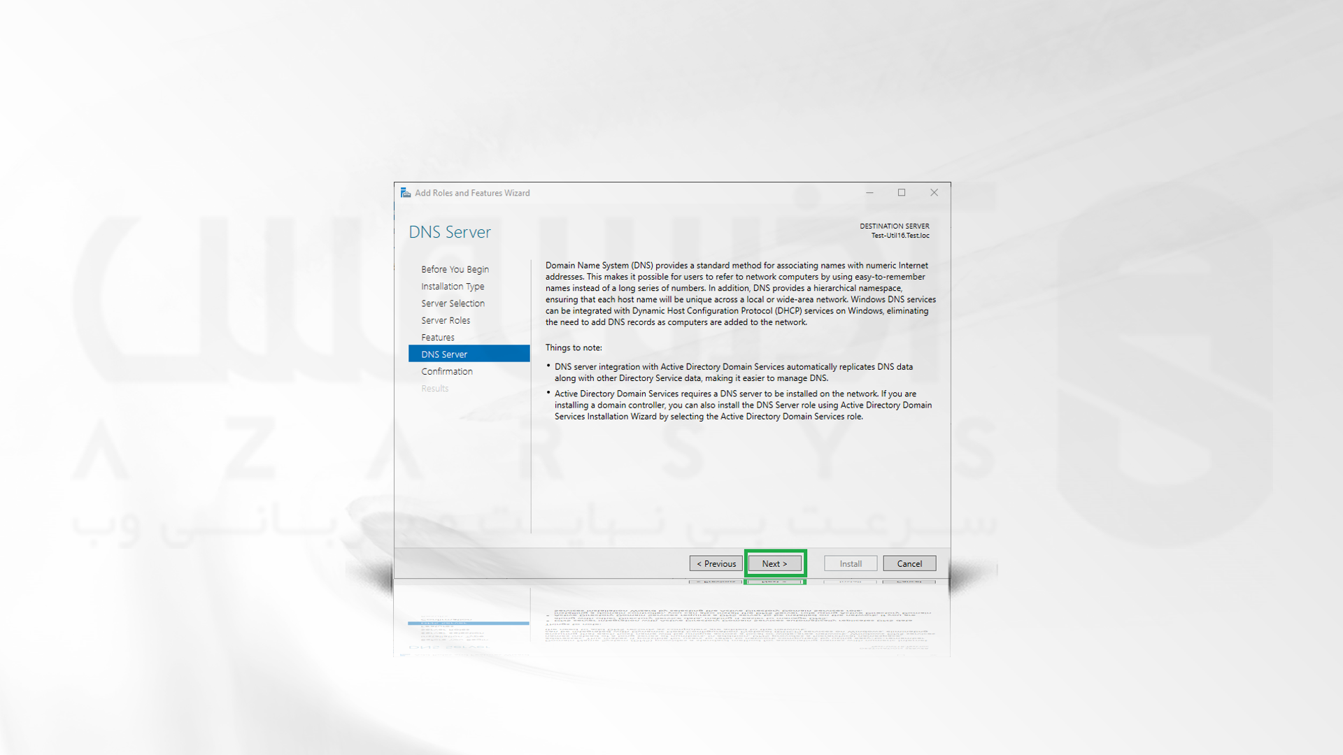 مراحل نصب dns در ویندوز سرور 2016 