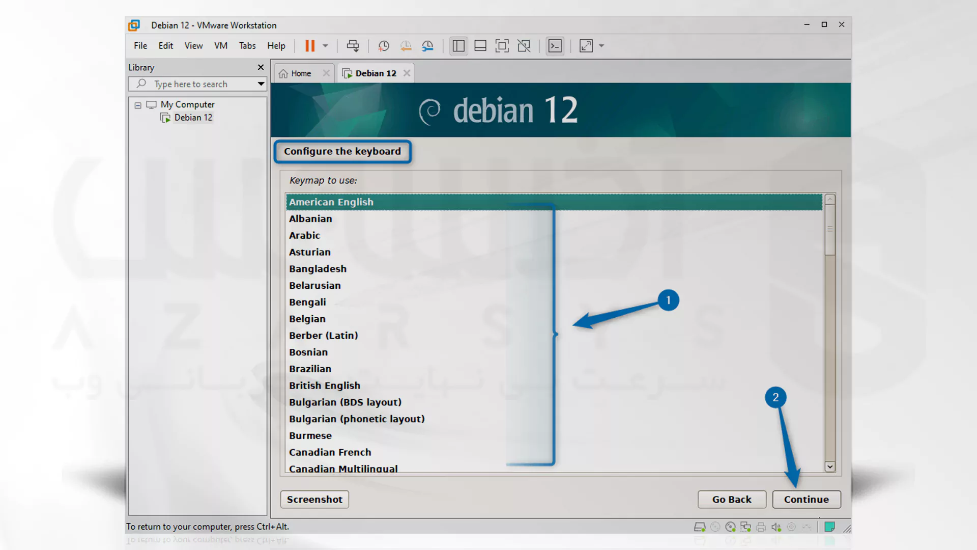 مراحل تصویری نصب Debian روی VMware