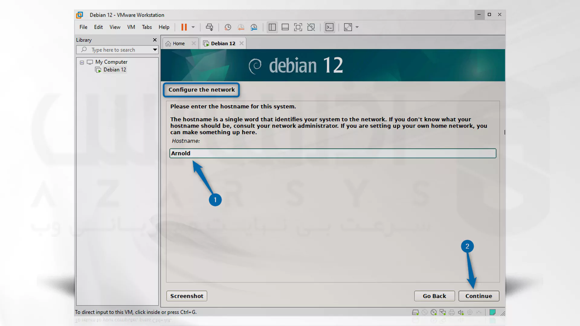 مراحل تصویری نصب Debian روی VMware