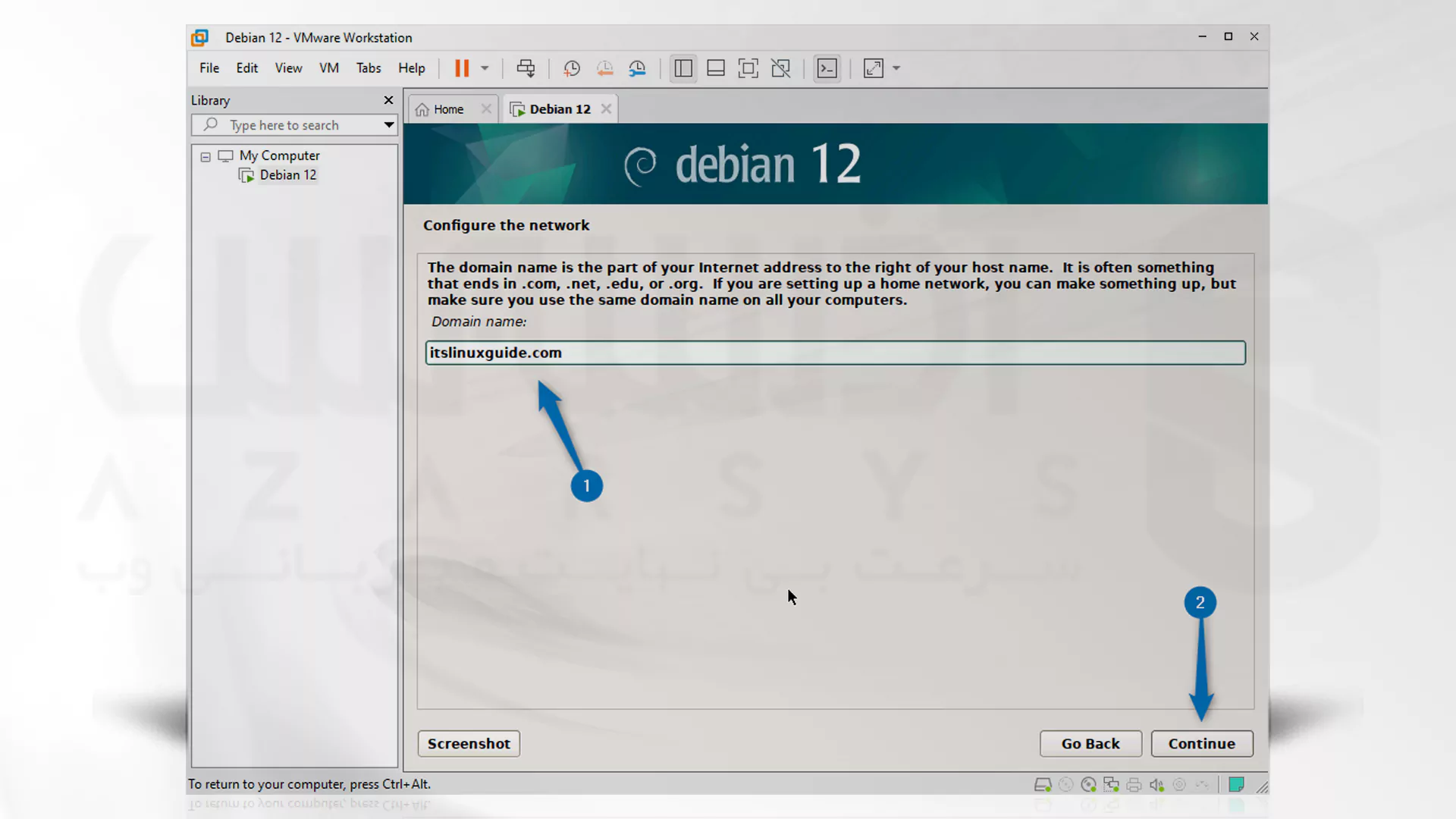 مراحل تصویری نصب Debian روی VMware