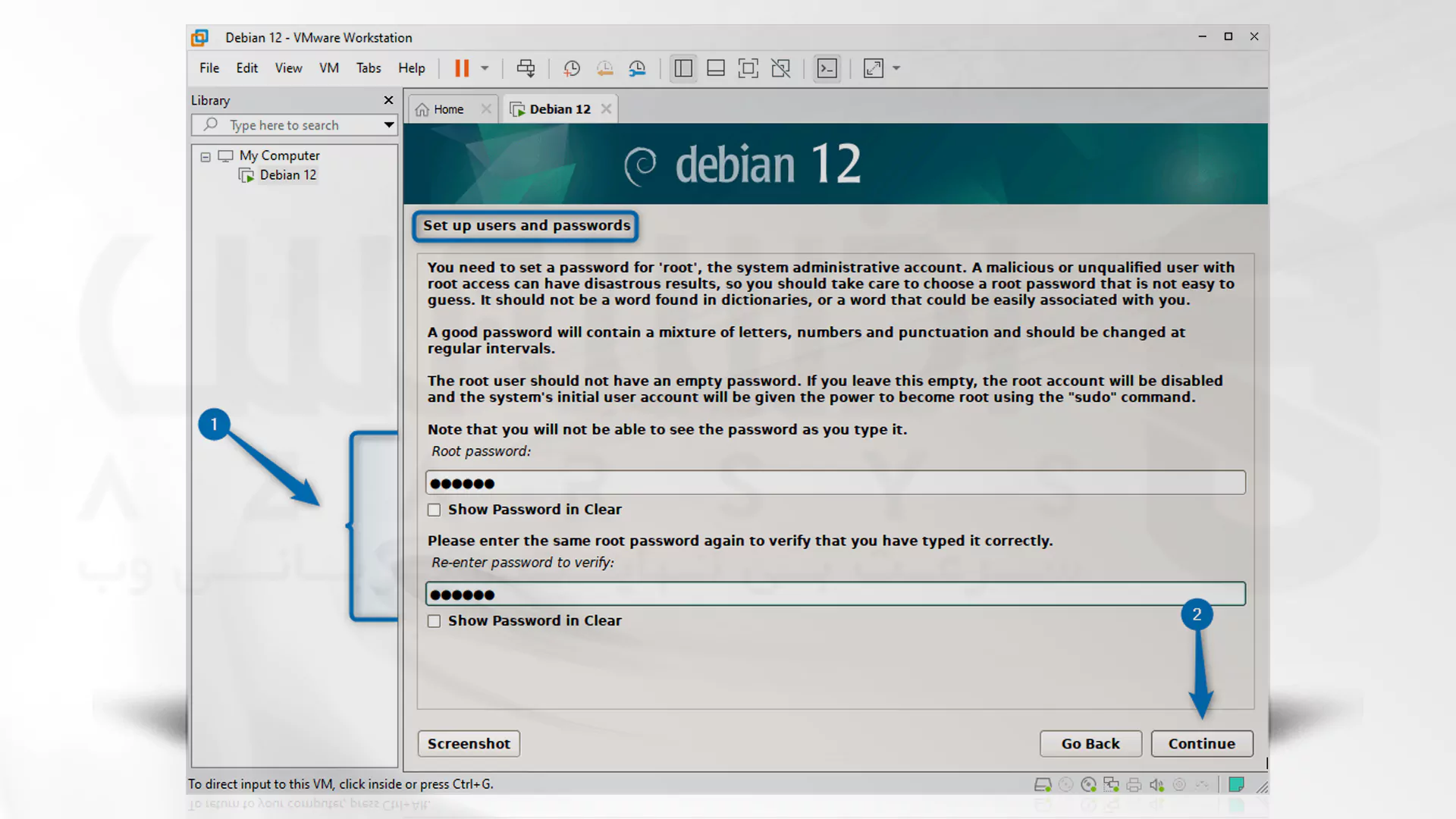 مراحل تصویری نصب Debian روی VMware