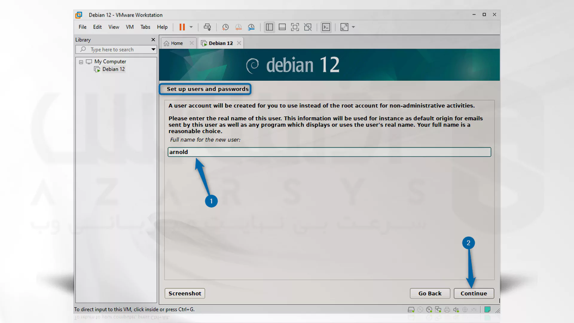 مراحل تصویری نصب Debian روی VMware