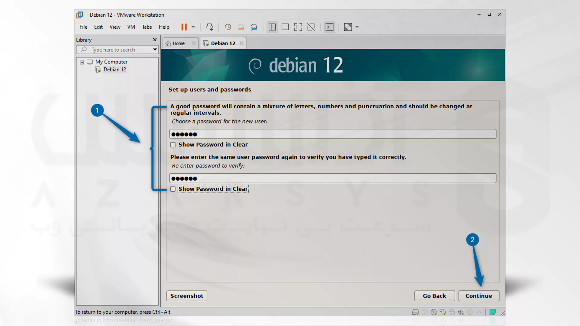 مراحل تصویری نصب Debian روی VMware