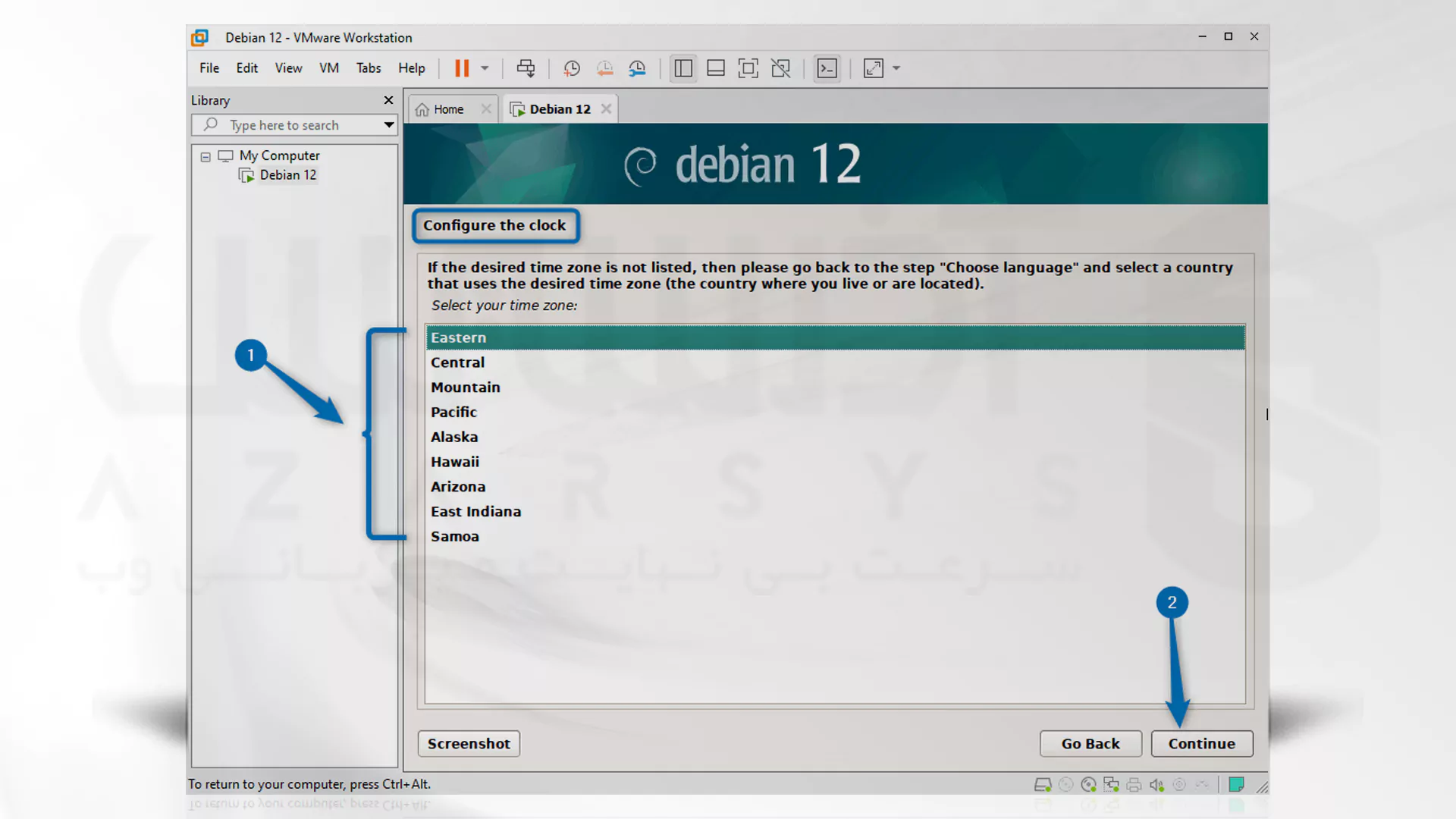 مراحل تصویری نصب Debian روی VMware