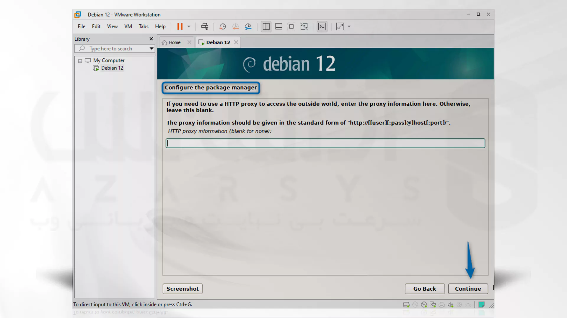 مراحل تصویری نصب Debian روی VMware