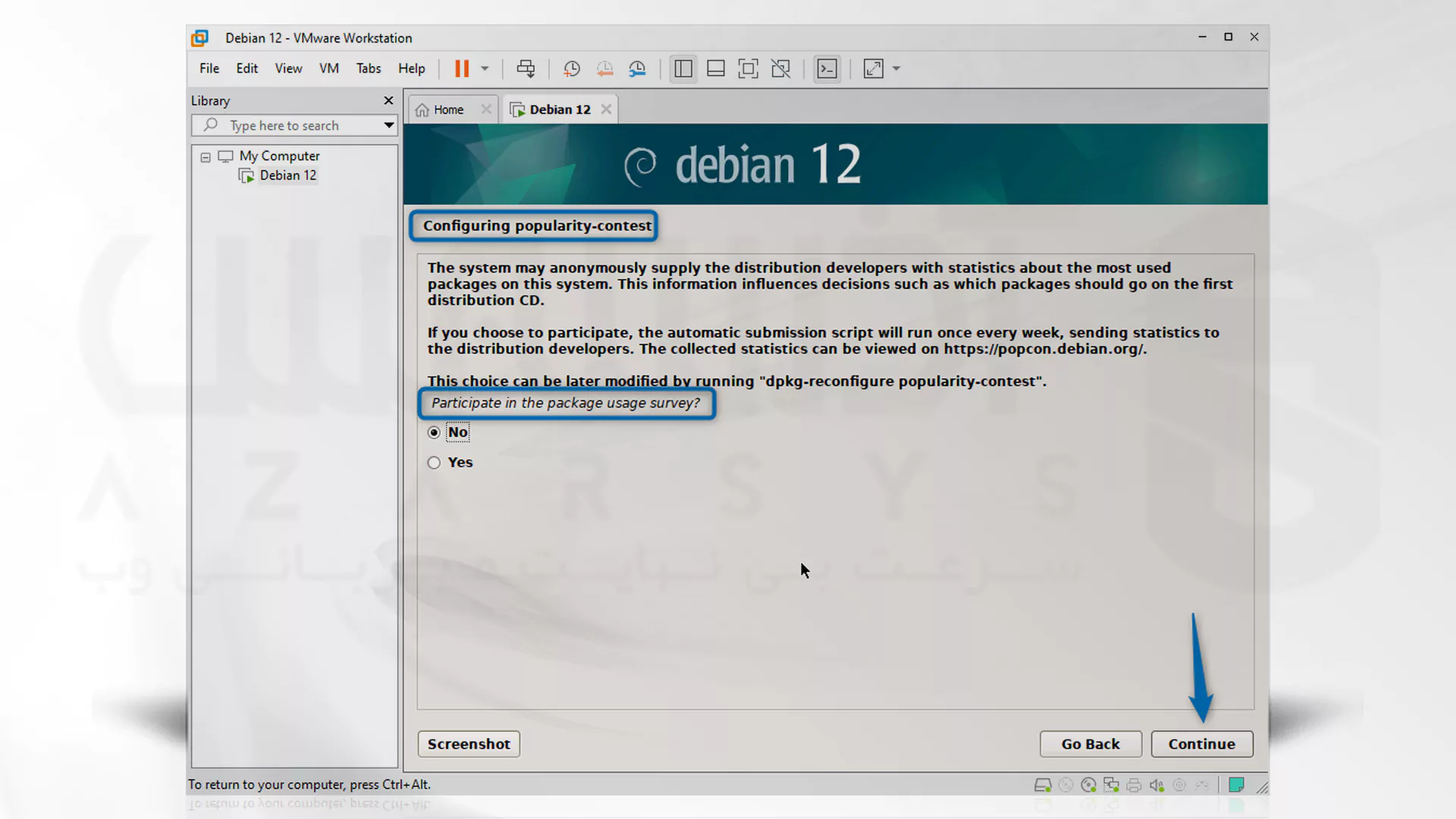 مراحل تصویری نصب Debian روی VMware