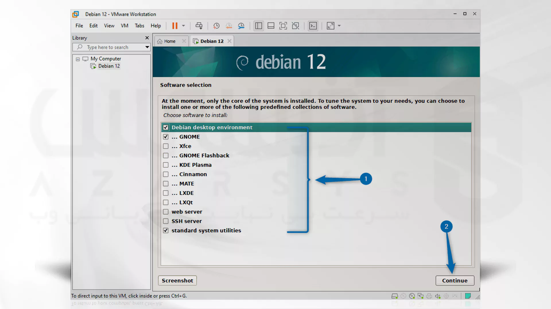 مراحل تصویری نصب Debian روی VMware