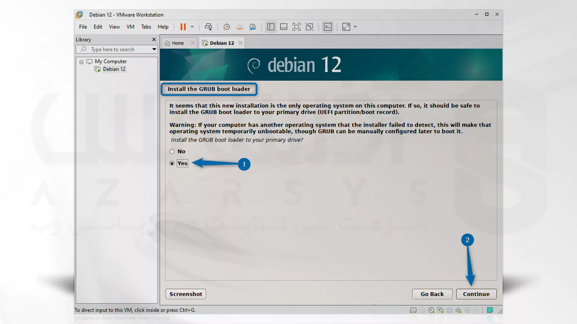 مراحل تصویری نصب Debian روی VMware