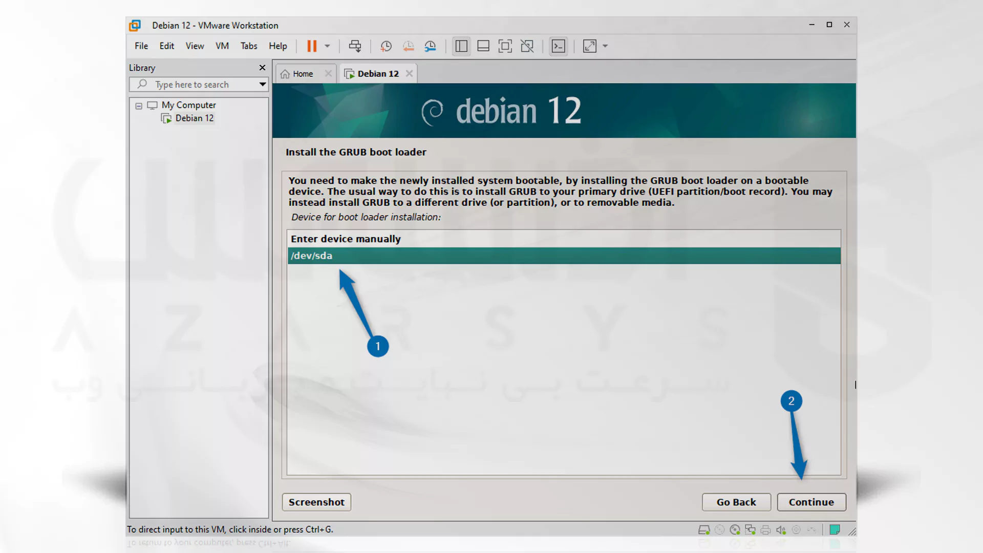 مراحل تصویری نصب Debian روی VMware