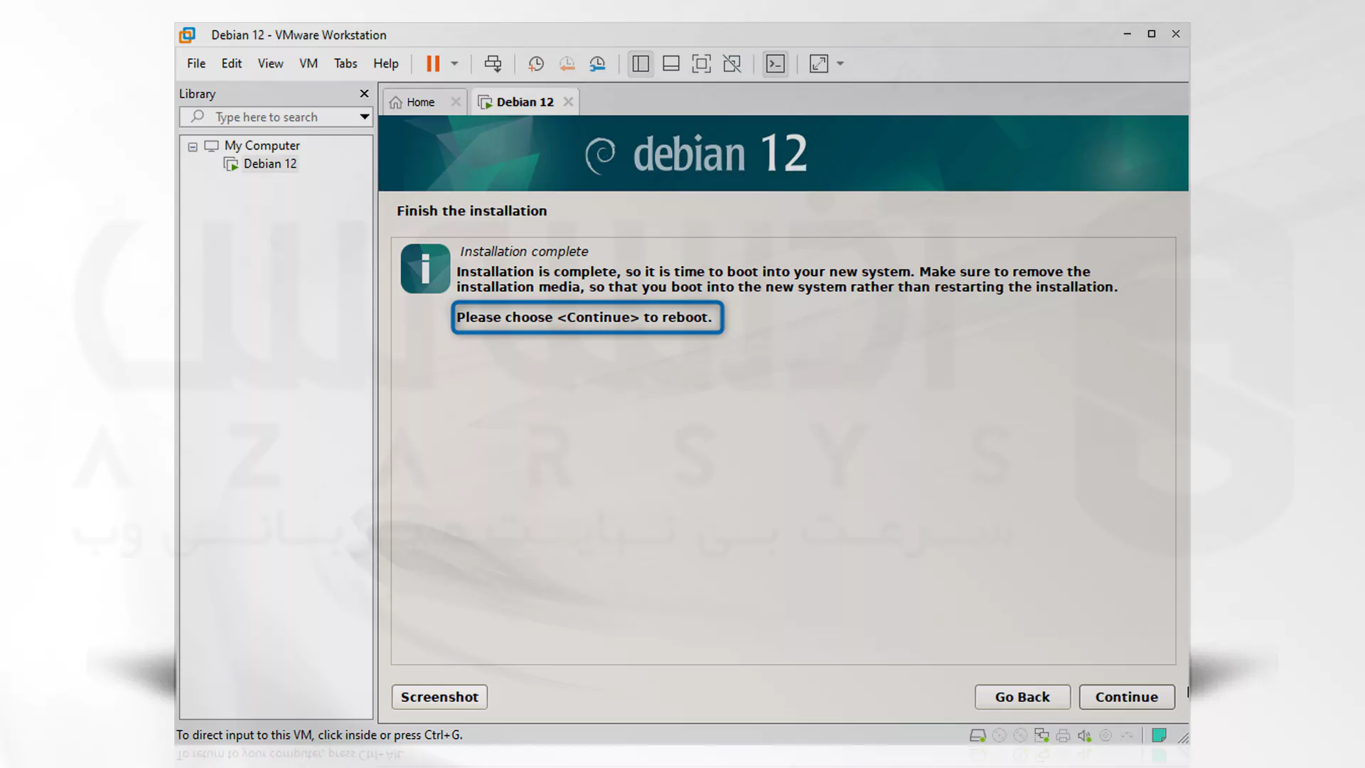 مراحل تصویری نصب Debian روی VMware