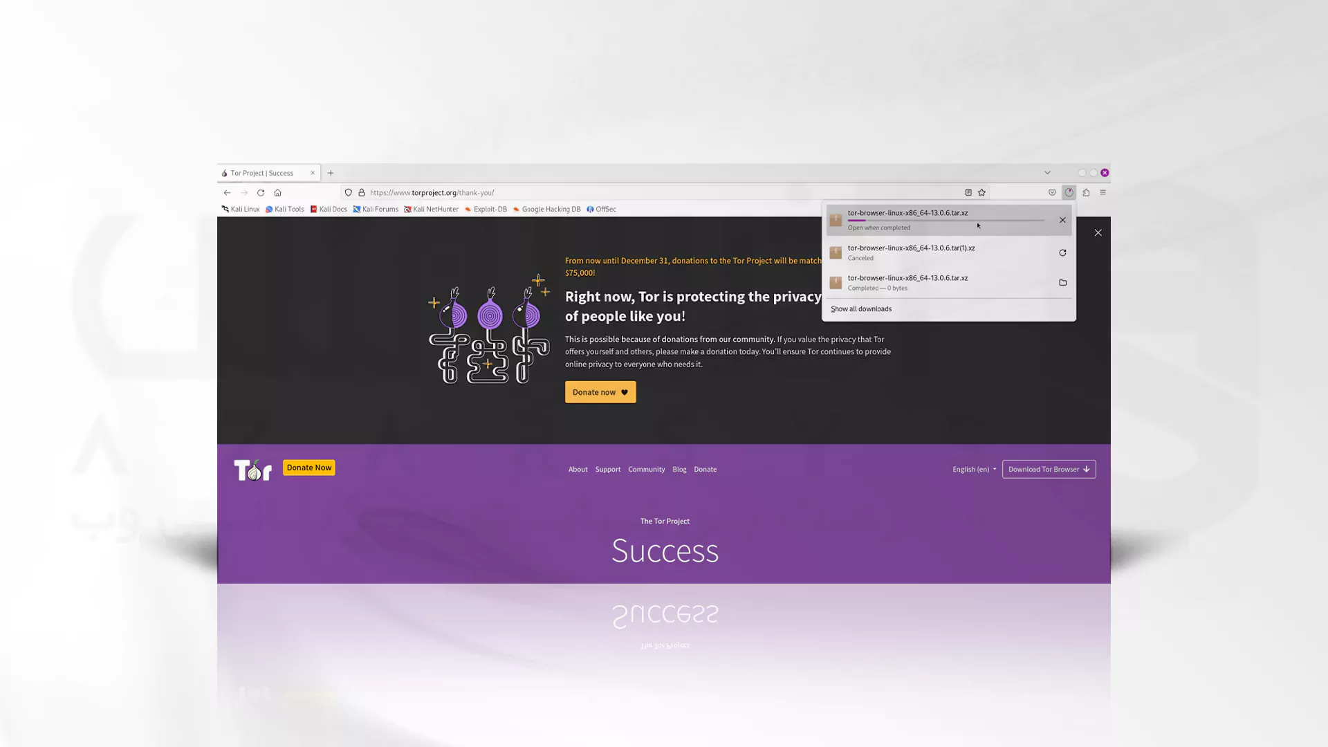 مراحل نصب مرورگر TOR در Kali Linux