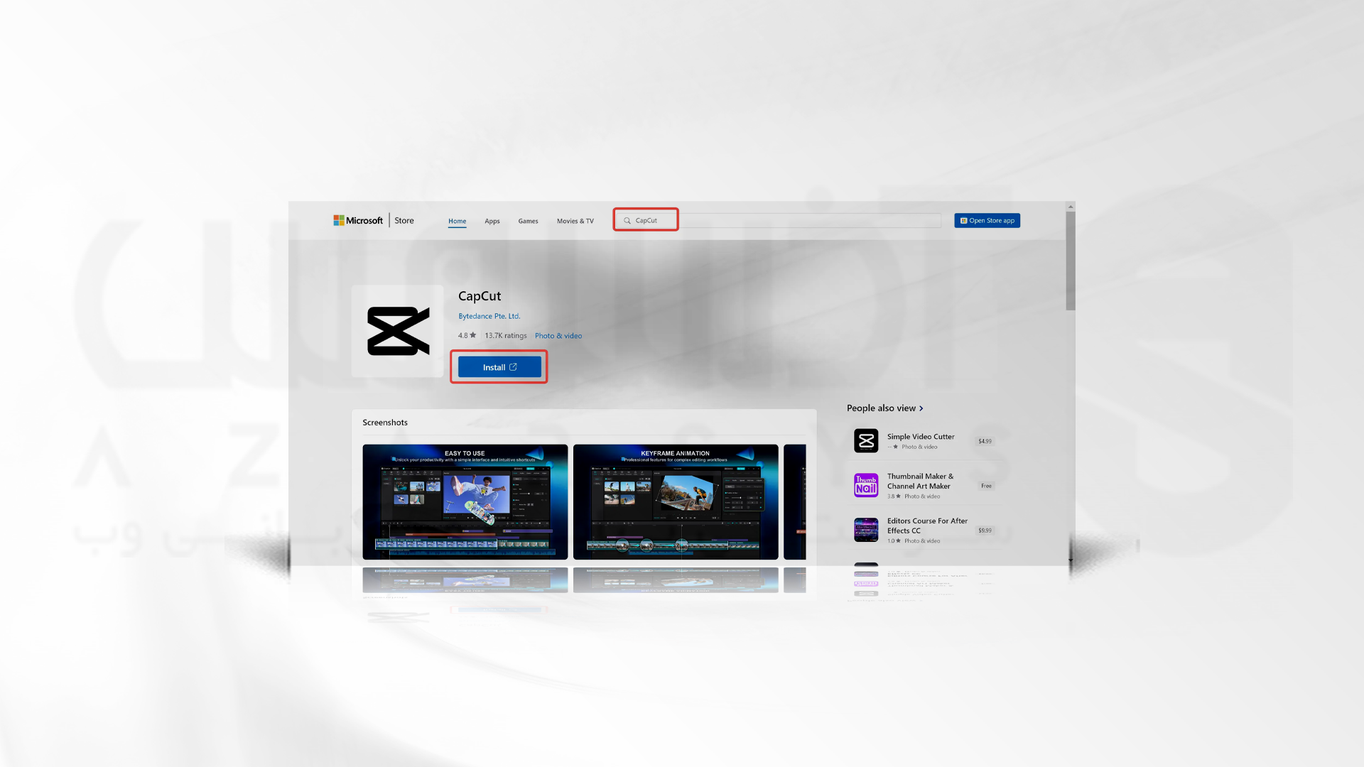 دانلود و نصب capcut روی ویندوز از میکروسافت 