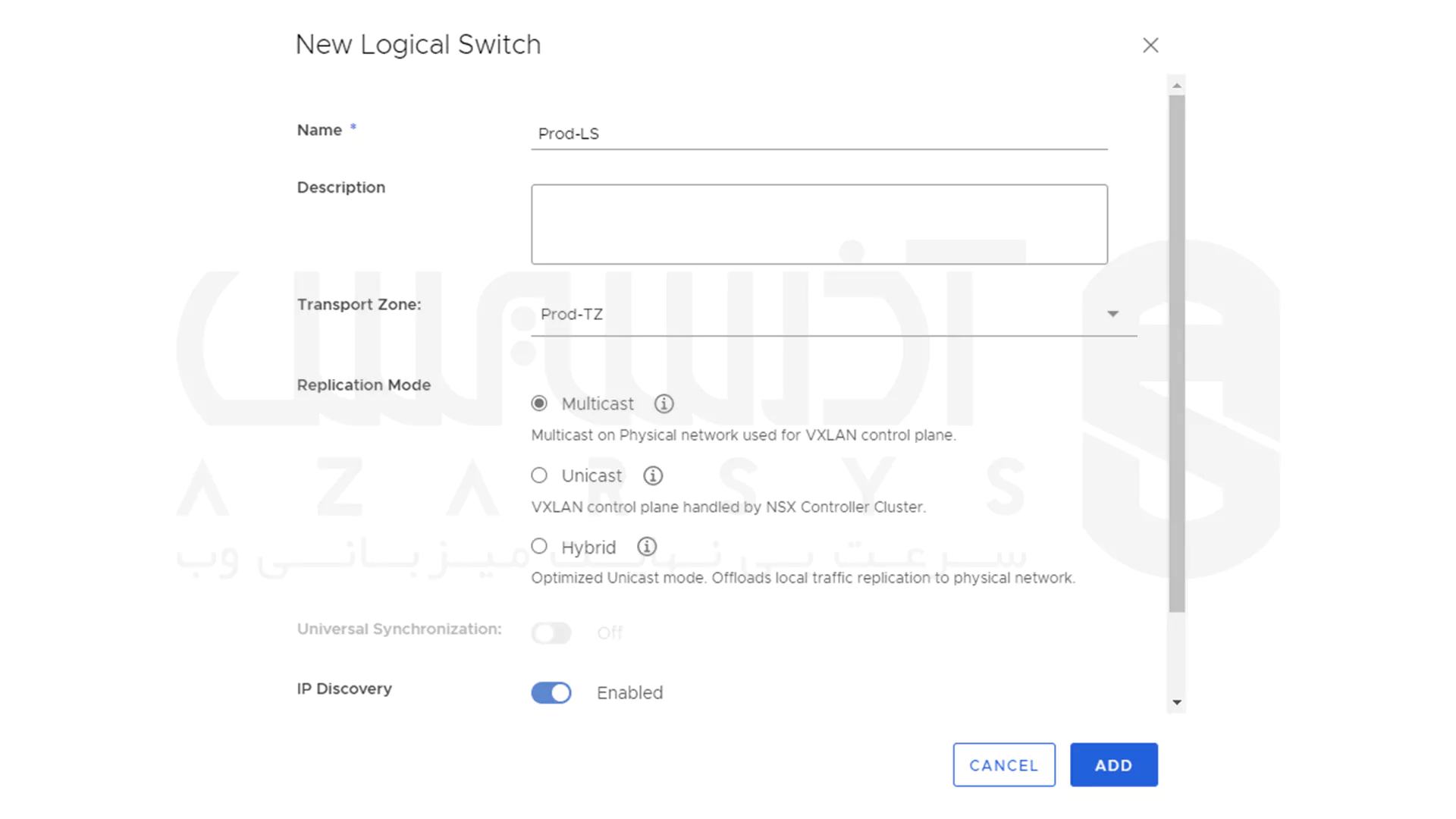 پیکربندی VMware VXLAN logical switch