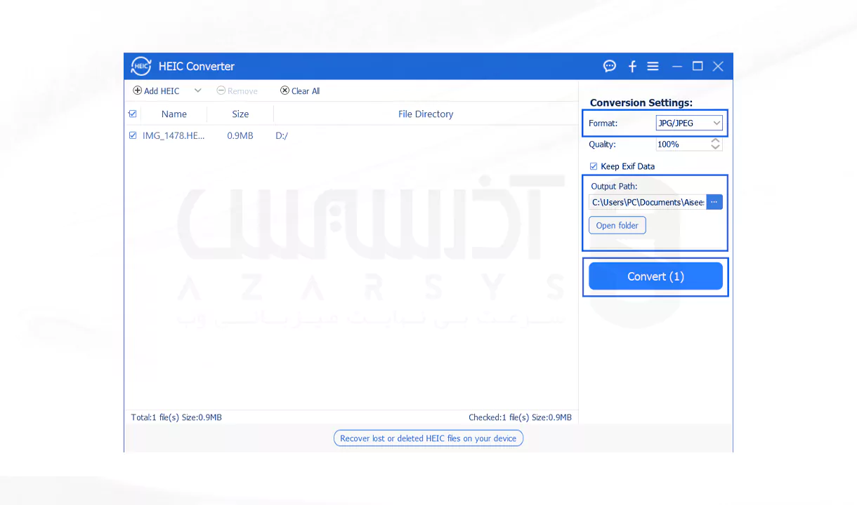 برنامه Aiseesoft HEIC Converter