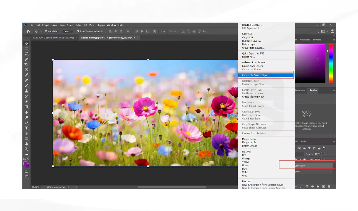 2. تبدیل به Smart Object