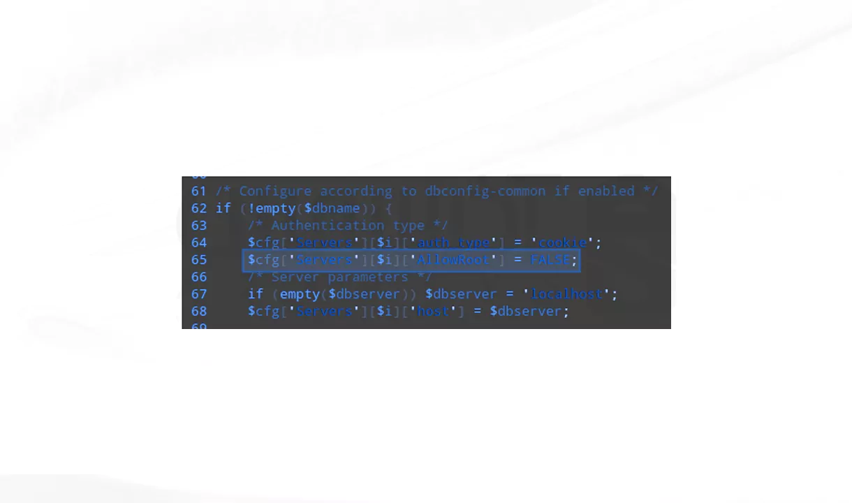4. محدود کردن دسترسی کاربر root در PhpMyAdmin