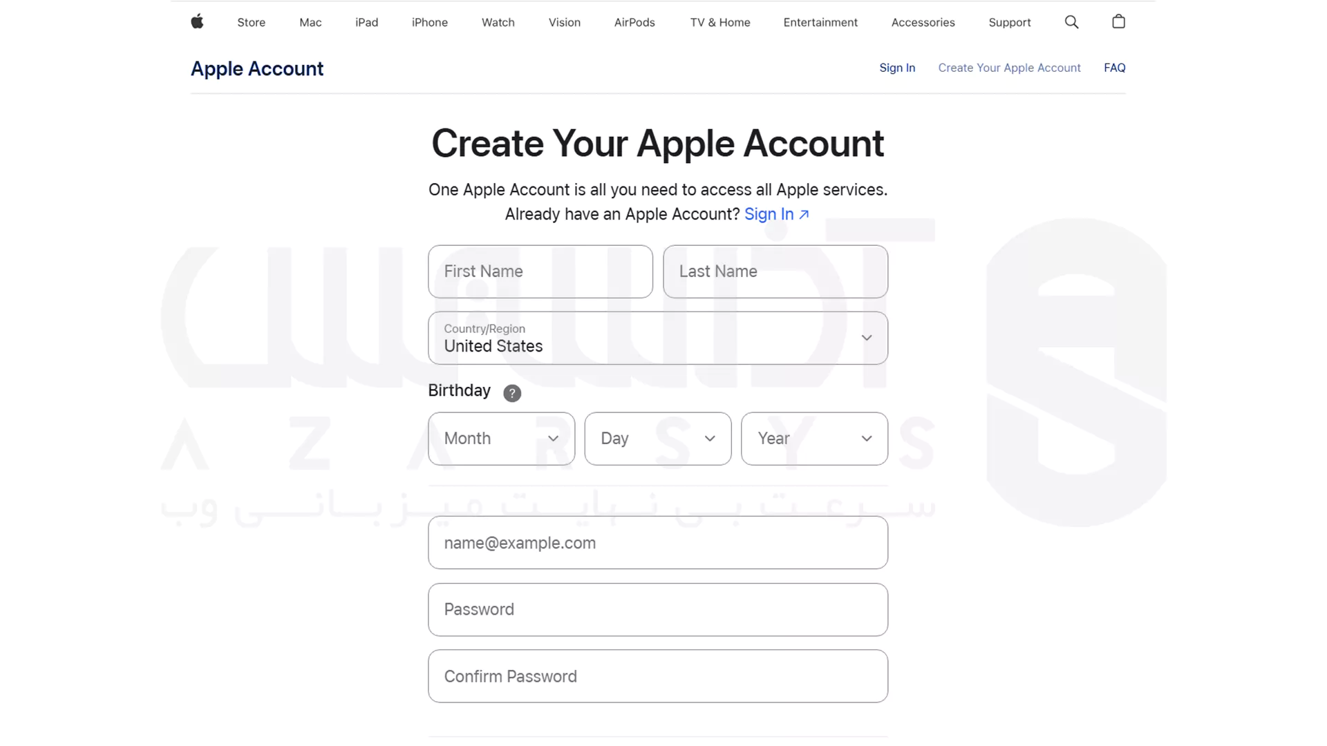 آموزش ساخت Apple ID رایگان (راهنما برای کاربران ایرانی) 2 ساخت Apple ID از سایت رسمی اپل