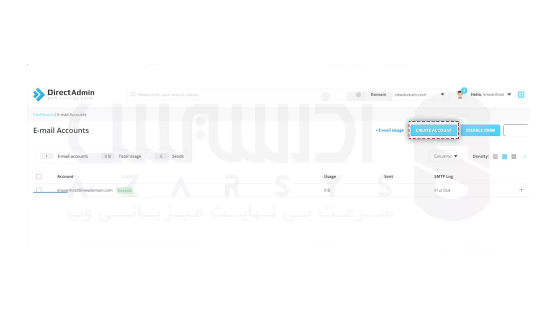 راه‌ اندازی ایمیل info در دایرکت ادمین - بخش ایمیل