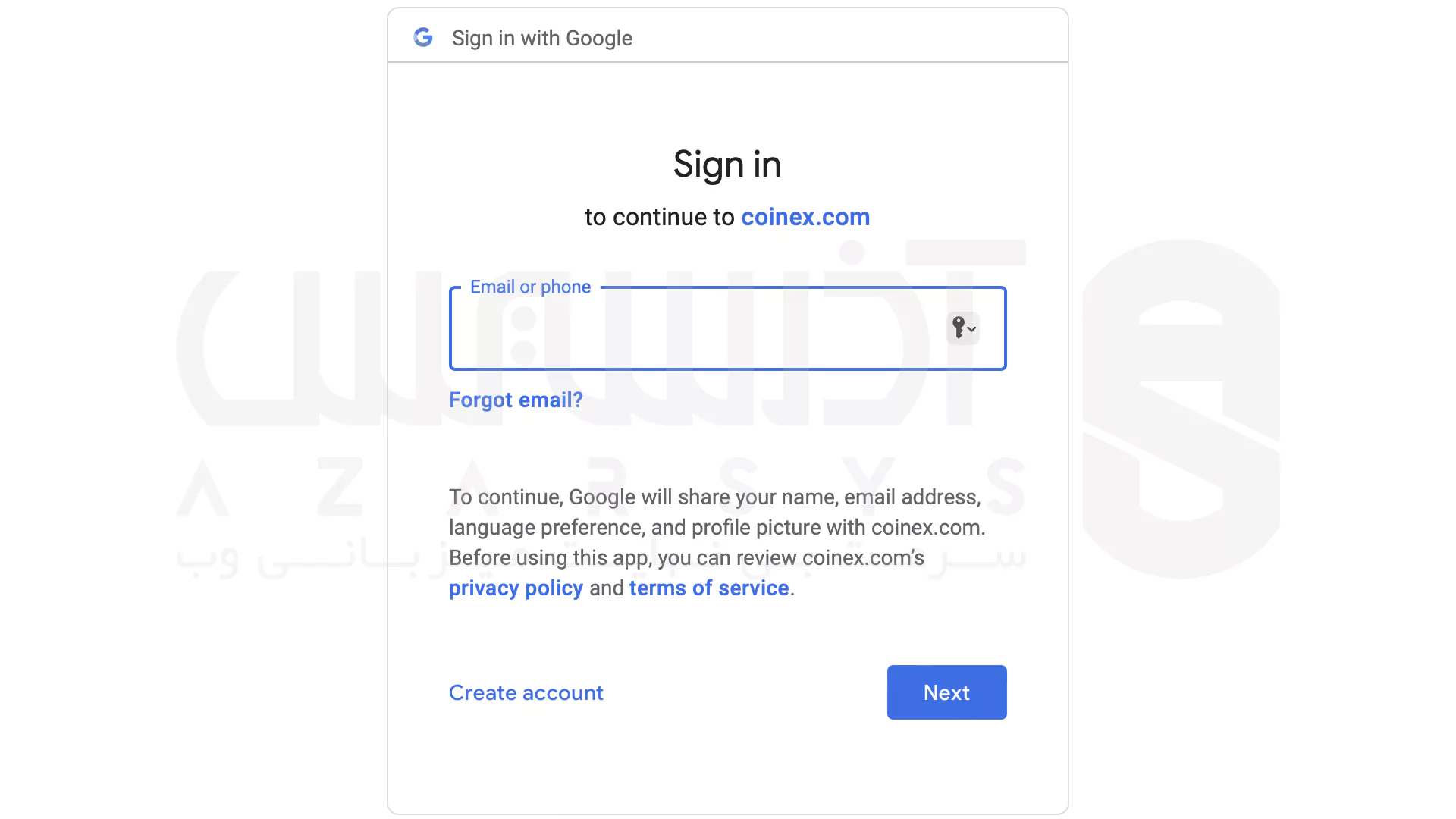ثبت نام با حساب Google در CoinEx - 2