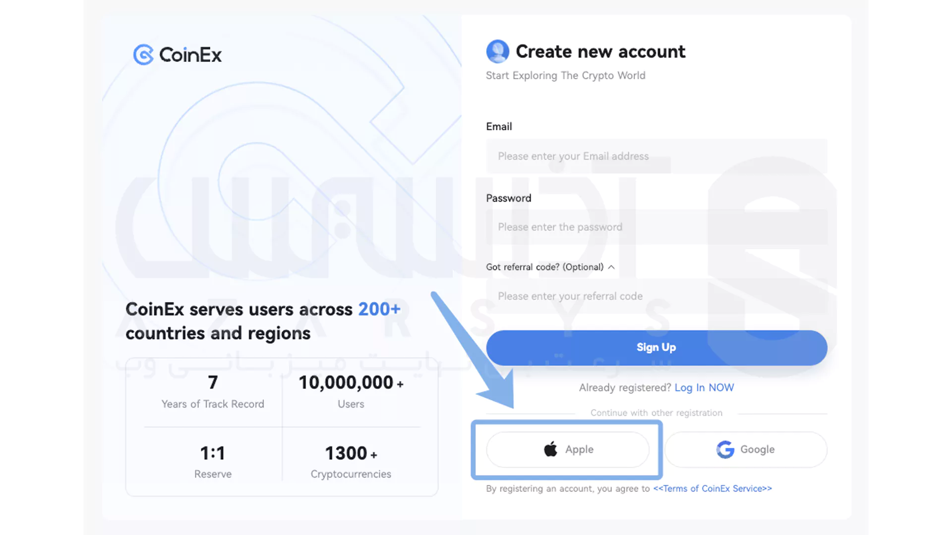 ثبت نام با Apple ID در CoinEx - 1