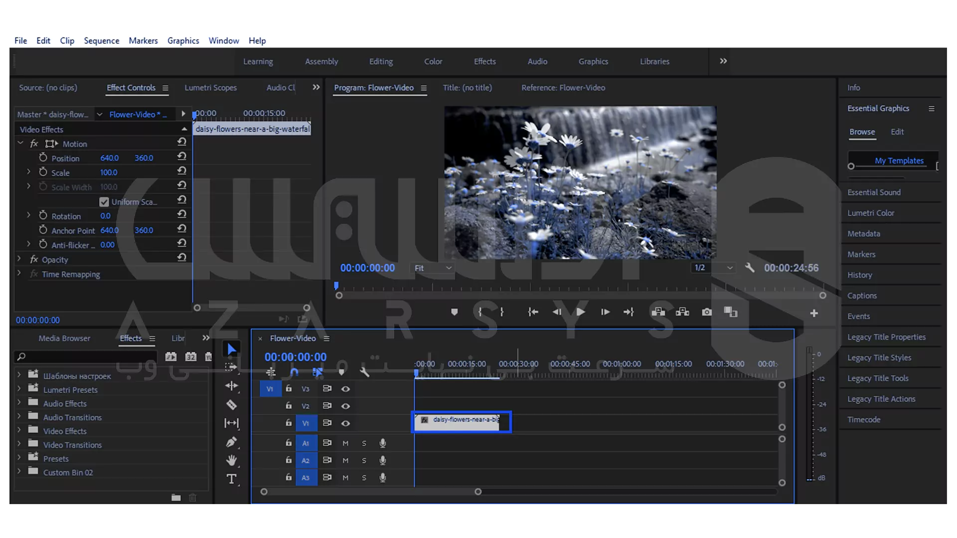 جادوی حرکت فیک دوربین در پریمیر (تبدیل ویدیو ثابت به سینمایی) 3 fake camera movement premiere tutorial 2