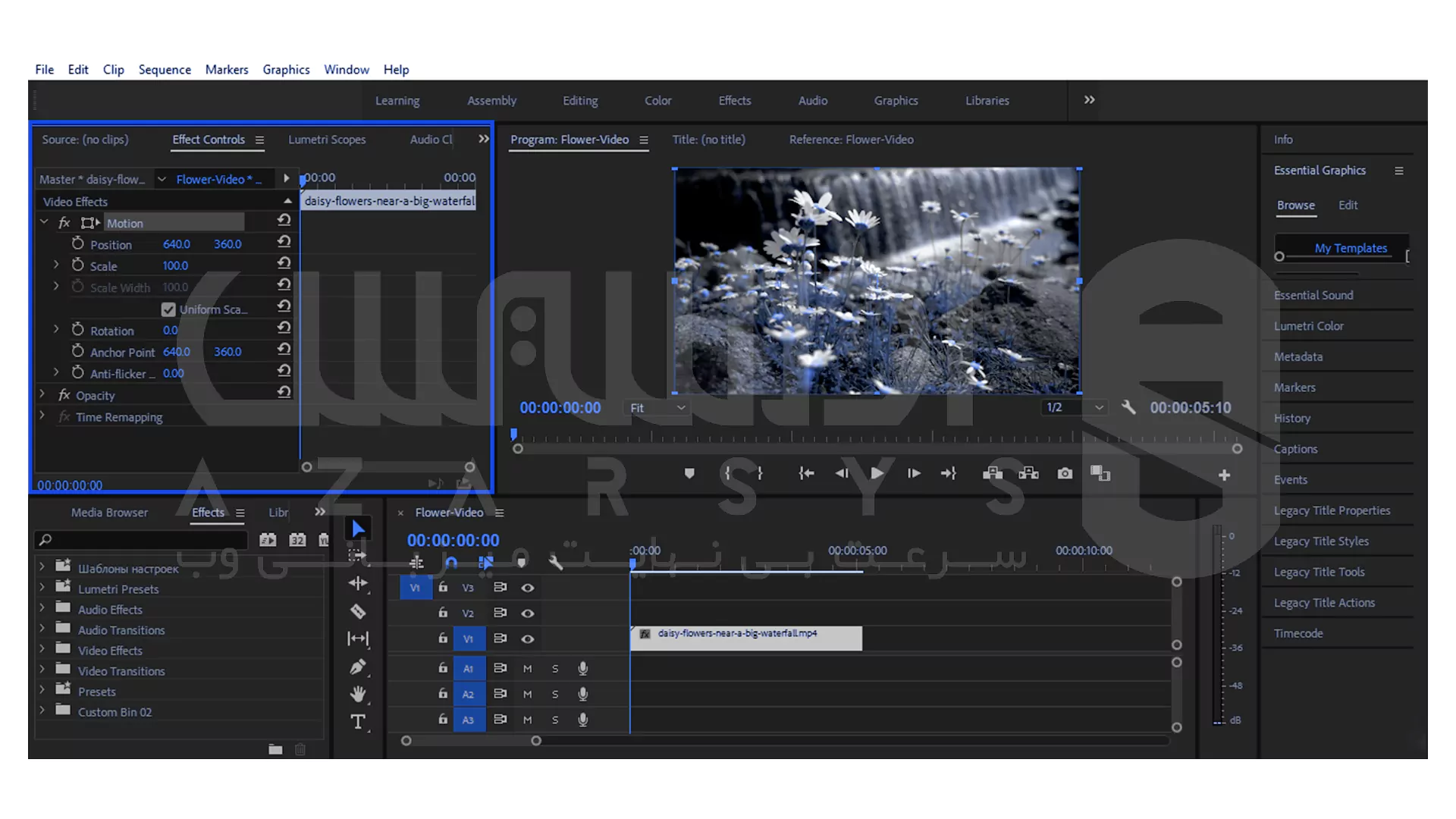 جادوی حرکت فیک دوربین در پریمیر (تبدیل ویدیو ثابت به سینمایی) 4 fake camera movement premiere tutorial 4