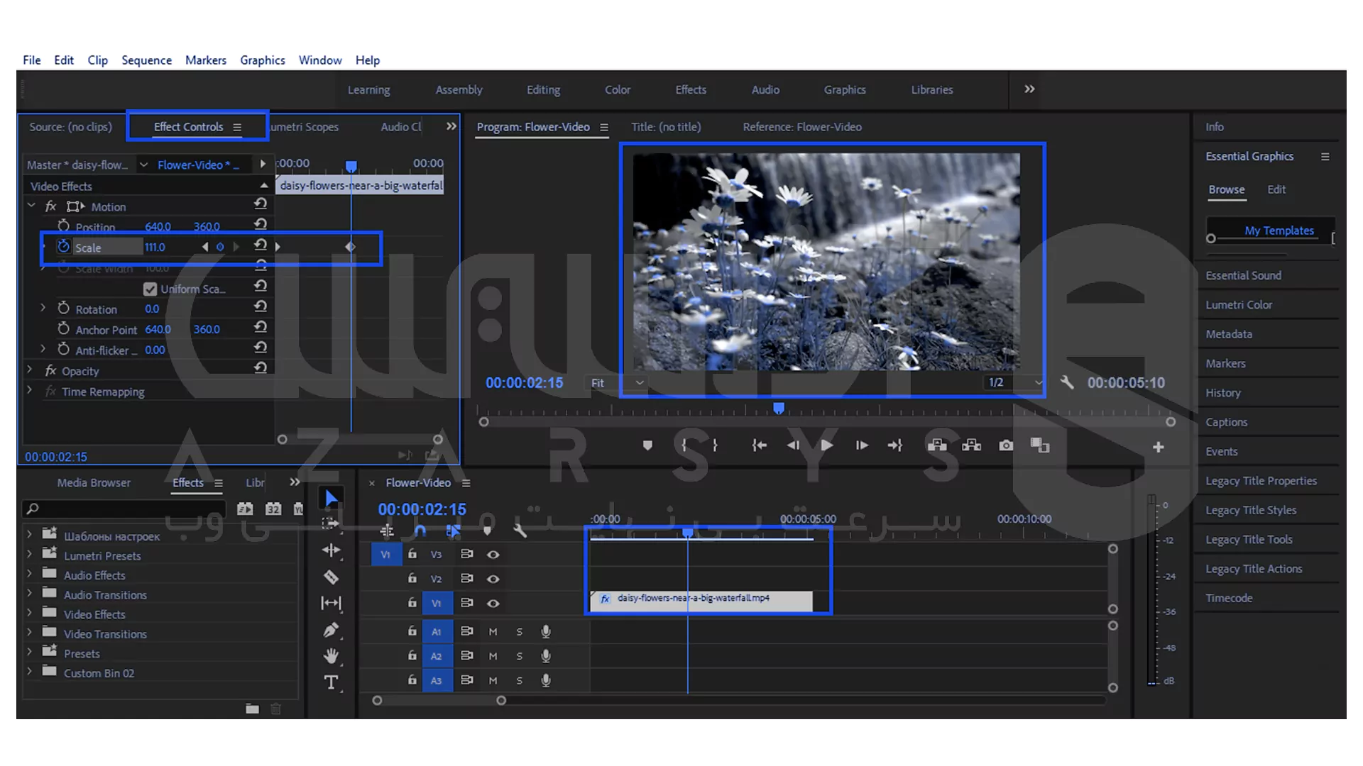 جادوی حرکت فیک دوربین در پریمیر (تبدیل ویدیو ثابت به سینمایی) 6 fake camera movement premiere tutorial 6 1