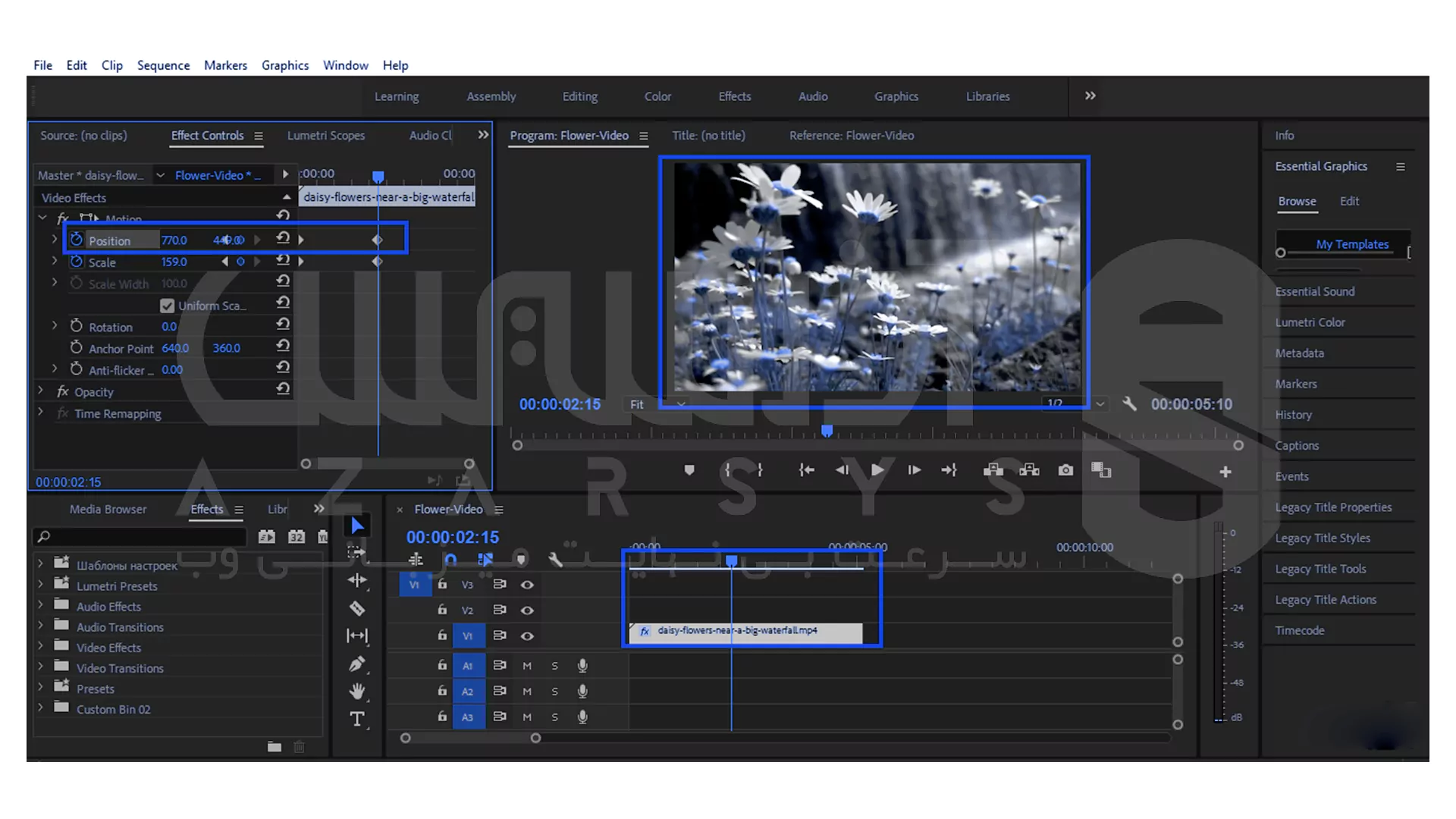 جادوی حرکت فیک دوربین در پریمیر (تبدیل ویدیو ثابت به سینمایی) 7 fake camera movement premiere tutorial 7