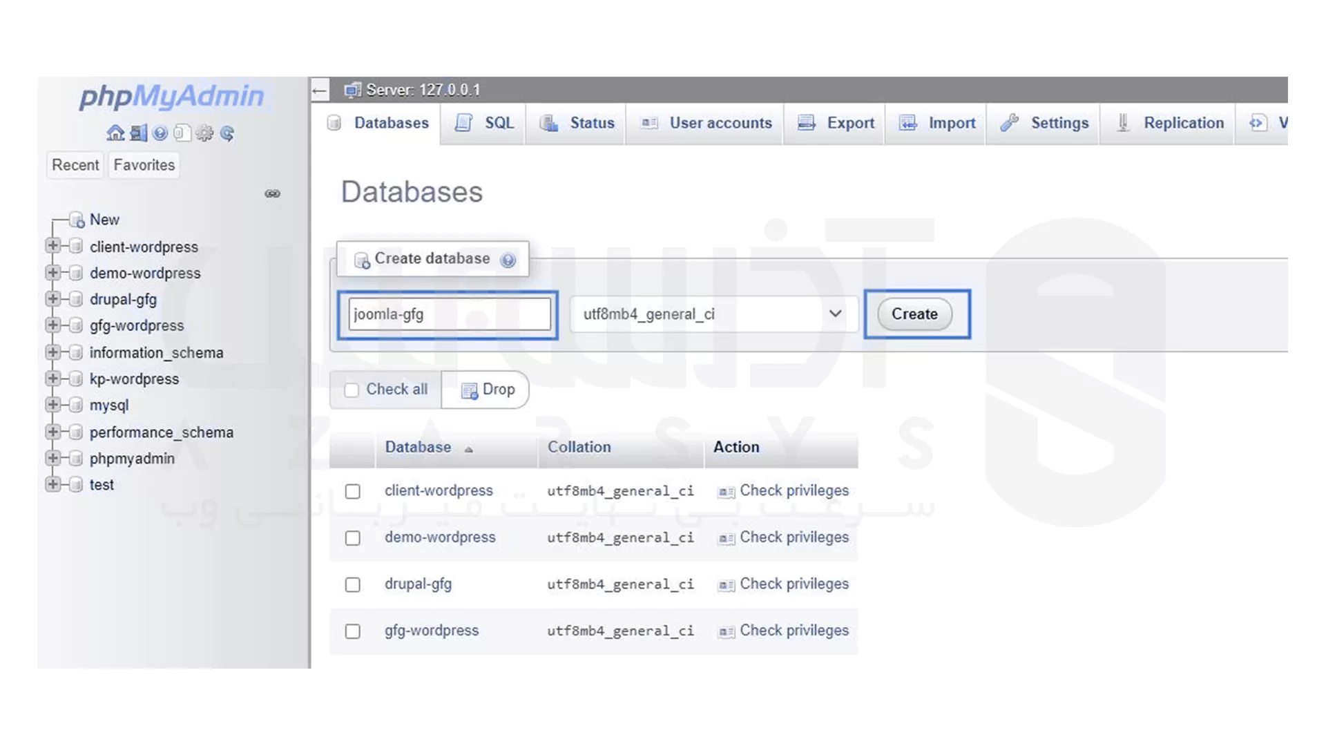 آموزش نصب جوملا بر روی Xampp Server 7 مراحل نصب جوملا روی لوکال هاست با XAMPP - ساخت پایگاه داده در phpMyAdmin - 2
